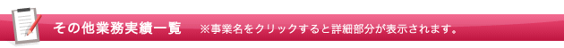 その他業務実績一覧※事業名をクリックすると詳細部分が表示されます。